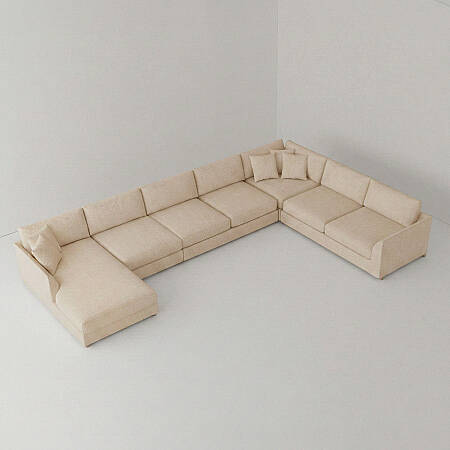 Sofa Plume Relax Sağ Köşe Modül 98 x 170 cm | Plainfry Kumaş - Krem Dokulu - PENELOPE (1)