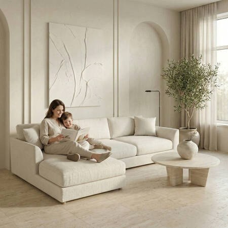 Sofa Plume Relax Sağ Köşe Modül 98 x 170 cm | Space Kumaş - Beyaz Dokulu - PENELOPE (1)