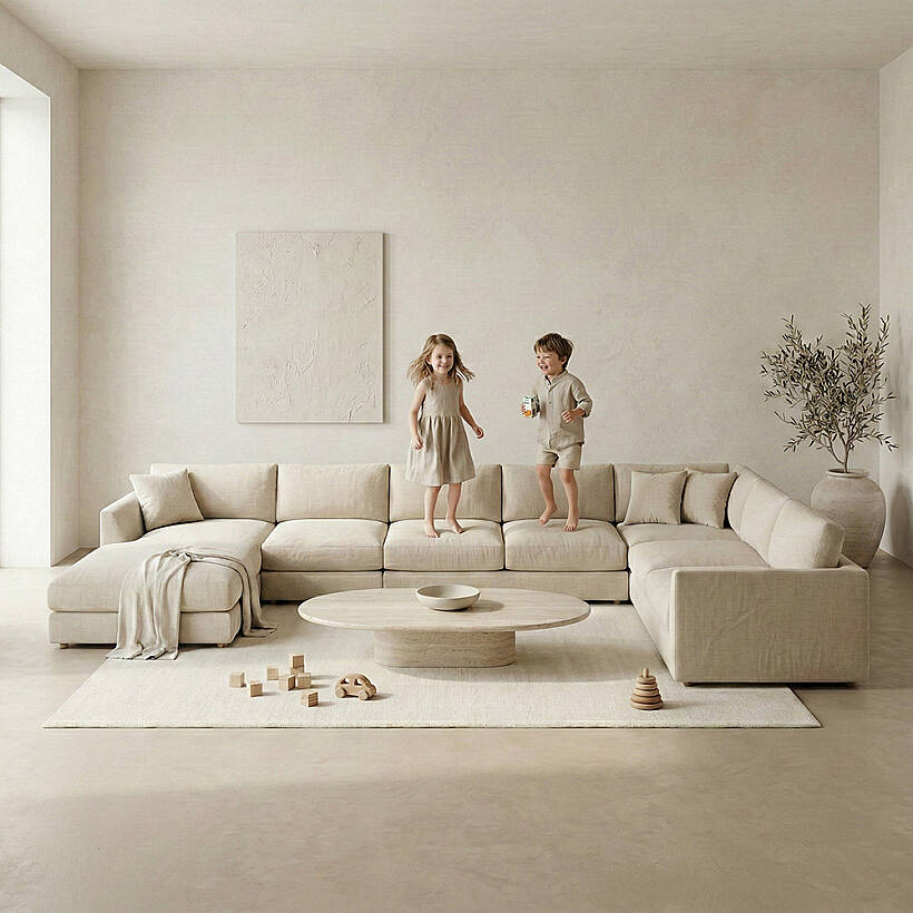 Sofa Plume Relax Sağ Köşe Modül 98 x 170 cm | Space Kumaş - Krem - 