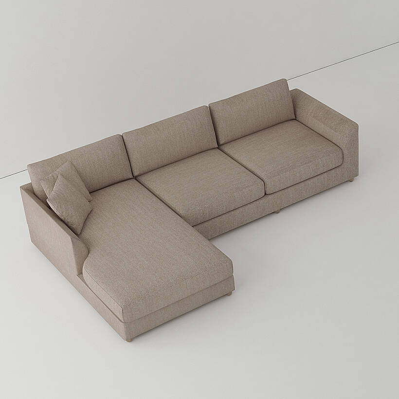 Sofa Plume Relax Sol Köşe Modül 98 x 170 cm | Plainfry Kumaş - Kahve Keten - 