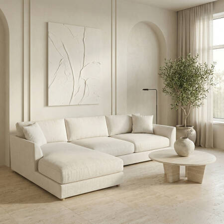 Sofa Plume Relax Sol Köşe Modül 98 x 170 cm | Space Kumaş - Beyaz Dokulu - PENELOPE (1)