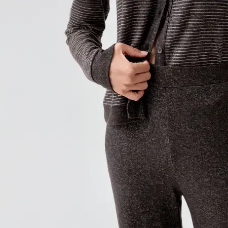 Softnest Uzun Kollu Yumuşak Dokulu Viskoz Pijama Takımı - Kahve/M - 3