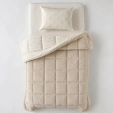 Tek Kişilik Çift Taraflı Welsoft Comforter Yorgan Seti Krem 155x215 cm - Dormio Soft Bloom Serisi - 2