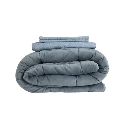 Tek Kişilik Çift Taraflı Welsoft Comforter Yorgan Seti Mavi 155x215 cm - Dormio Soft Bloom Serisi - 5