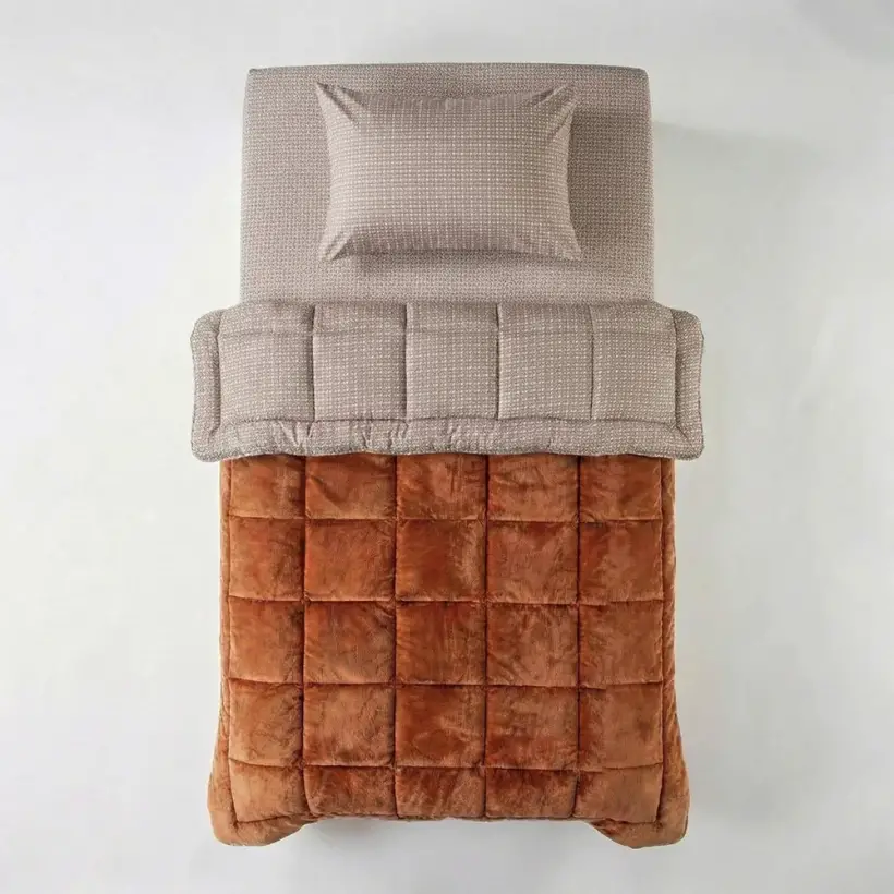 Tek Kişilik Çift Taraflı Welsoft Comforter Yorgan Seti Turuncu 155x215 cm - Dormio Soft Trigo Serisi - 