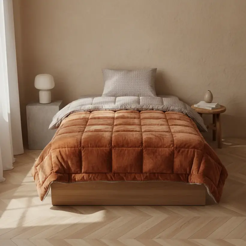 Tek Kişilik Çift Taraflı Welsoft Comforter Yorgan Seti Turuncu 155x215 cm - Dormio Soft Trigo Serisi - 