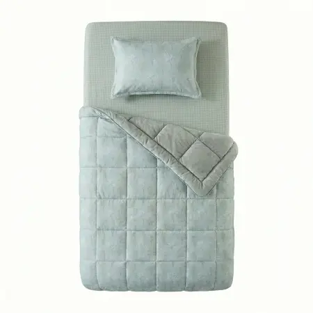 Tek Kişilik Çift Taraflı Welsoft Comforter Yorgan Seti Yeşil 155x215 cm - Dormio Soft Bloom Serisi - 2