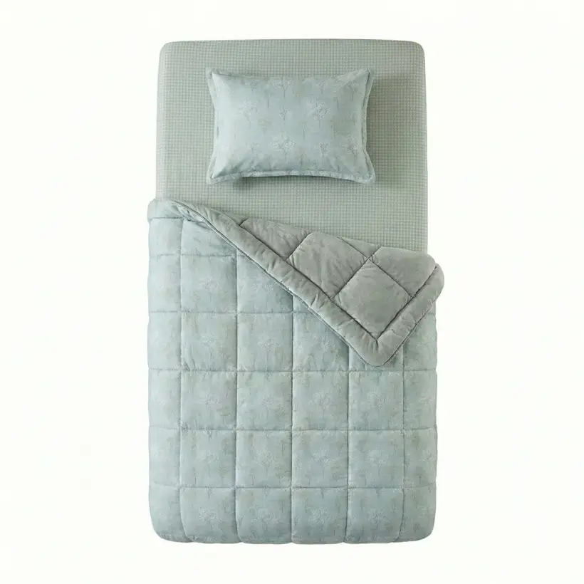 Tek Kişilik Çift Taraflı Welsoft Comforter Yorgan Seti Yeşil 155x215 cm - Dormio Soft Bloom Serisi - 