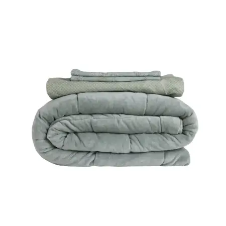 Tek Kişilik Çift Taraflı Welsoft Comforter Yorgan Seti Yeşil 155x215 cm - Dormio Soft Bloom Serisi - 5