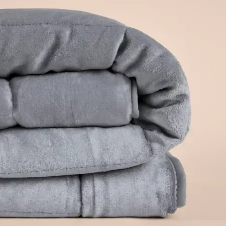 Tek Kişilik Çift Taraflı Welsoft Yorgan Gri 155x215 cm - Velour Serisi - Penelope (1)