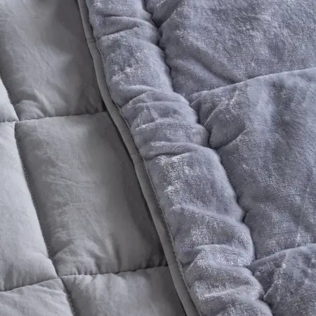 Tek Kişilik Çift Taraflı Welsoft Yorgan Gri 155x215 cm - Velour Serisi - 4