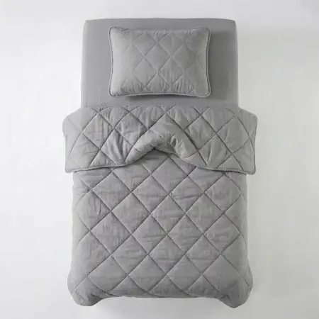 Microfiber Kumaş Tek Kişilik Gri Yastık Yorgan Seti - Colors in Comfort - 2