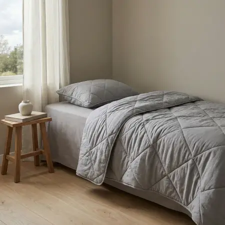 Microfiber Kumaş Tek Kişilik Gri Yastık Yorgan Seti - Colors in Comfort - 1