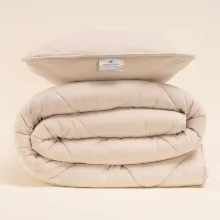 Microfiber Kumaş Tek Kişilik Krem Yastık Yorgan Seti - Colors in Comfort - Penelope (1)