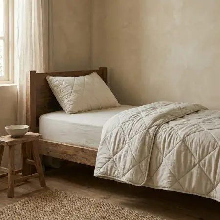 Microfiber Kumaş Tek Kişilik Krem Yastık Yorgan Seti - Colors in Comfort - 1