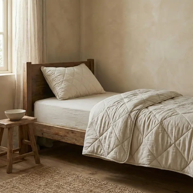 Microfiber Kumaş Tek Kişilik Krem Yastık Yorgan Seti - Colors in Comfort - Penelope