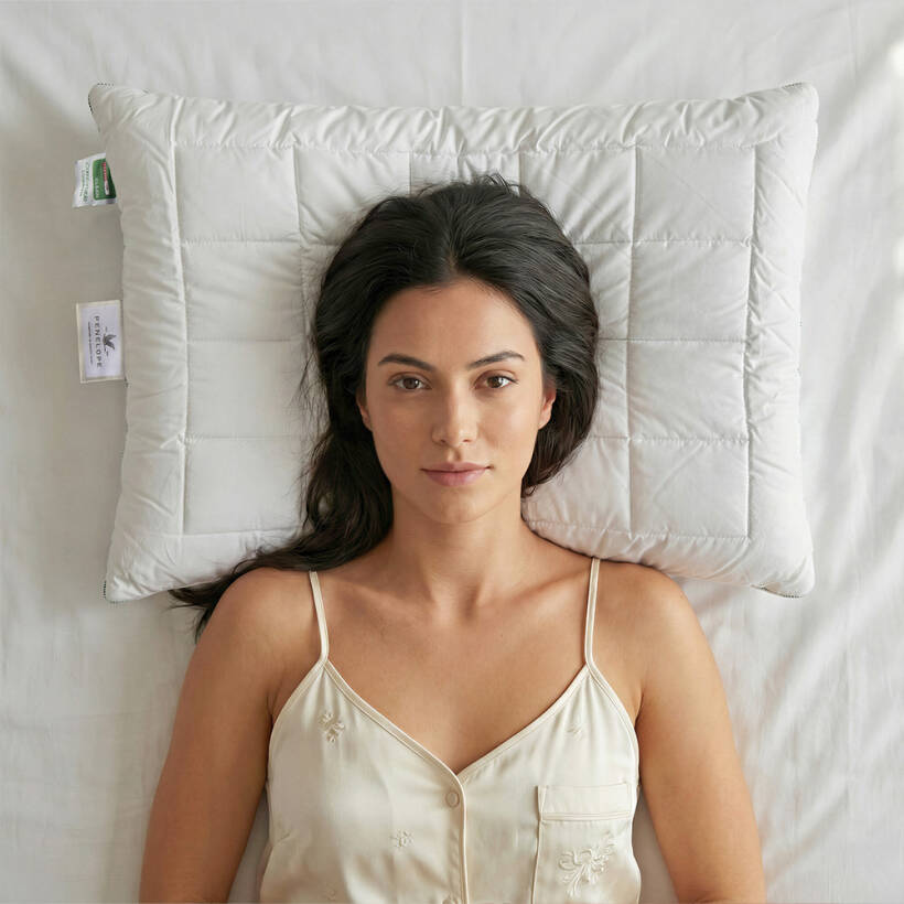 Anti-Mite %100 Pamuk Kumaş Boncuk Elyaf Dolgulu Yastık - Thermoclean Serisi - Penelope