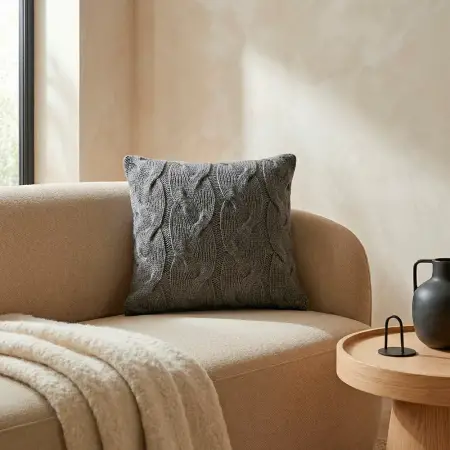 Triko Kırlent Kılıfı Füme 45x45 cm - Cabella Serisi - 1