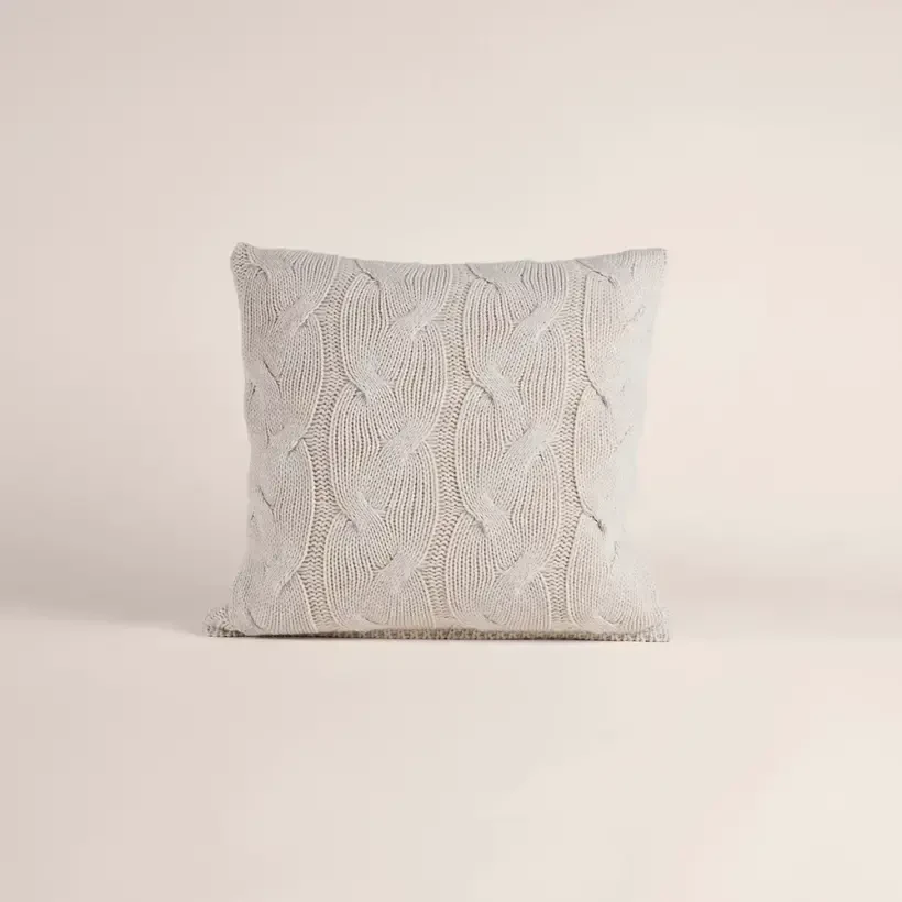 Triko Kırlent Kılıfı Krem 45x45 cm - Cabella Serisi - Penelope