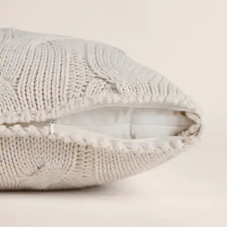 Triko Kırlent Kılıfı Krem 45x45 cm - Cabella Serisi - PENELOPE (1)