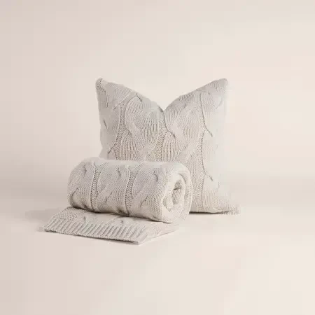 Triko Kırlent Kılıfı Krem 45x45 cm - Cabella Serisi - 4