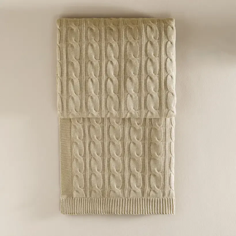 Triko Tv Battaniyesi Throw Bej Koltuk Şalı 130x170 cm - Lofy Wellsoft Serisi - PENELOPE