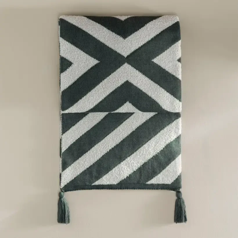 Triko Tv Battaniyesi Throw Füme-Krem Koltuk Şalı 130x170 cm - Luma Serisi - PENELOPE