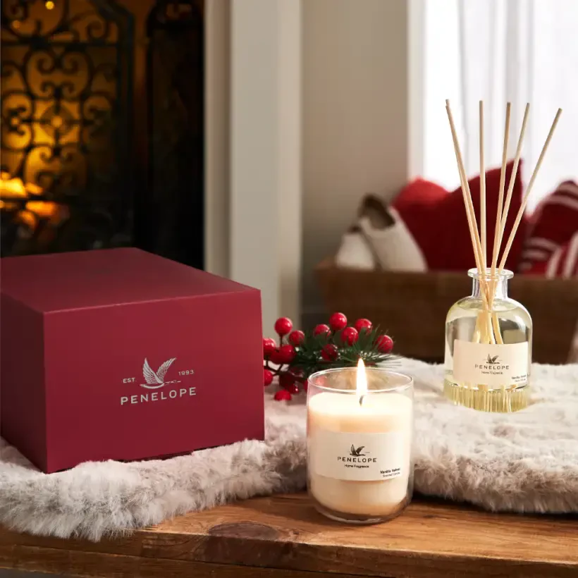 Yılbaşı Vanilla Velvet Kutulu Hediye Seti (Oda Kokusu & Mum) - PENELOPE