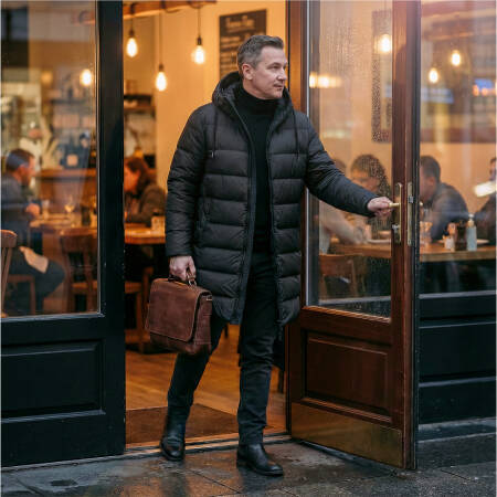 %100 Kaz Tüyü Vento Erkek Mont - Siyah /XL - 4