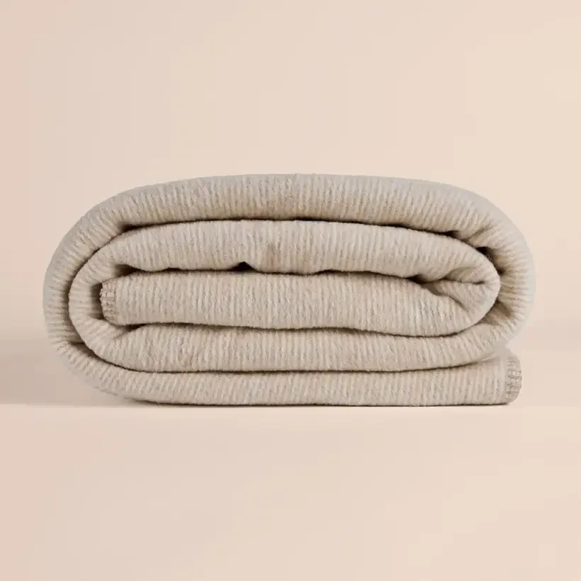 Verso Pamuklu Çift Kişilik Battaniye 200x220 cm - Bej Krem - PENELOPE