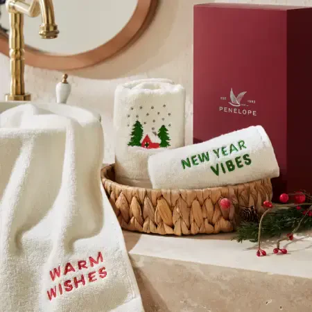 Yılbaşı Temalı %100 Pamuk 3'lü Kutulu Havlu Seti - Wish Box - 1